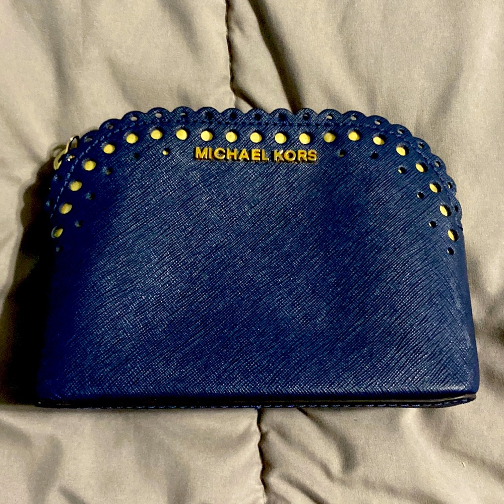 Small navy blue Michael Kors cosmetic bag